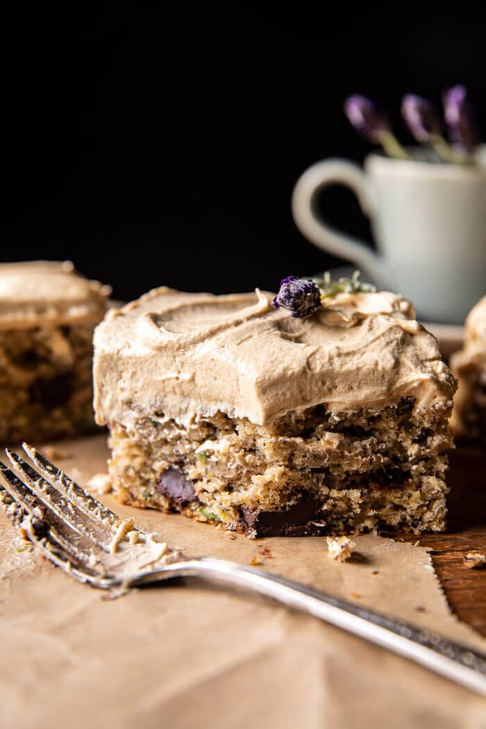 Chocolate Zucchini Banana Cake with Vanilla Coffee Frosting | halfbakedharvest.com