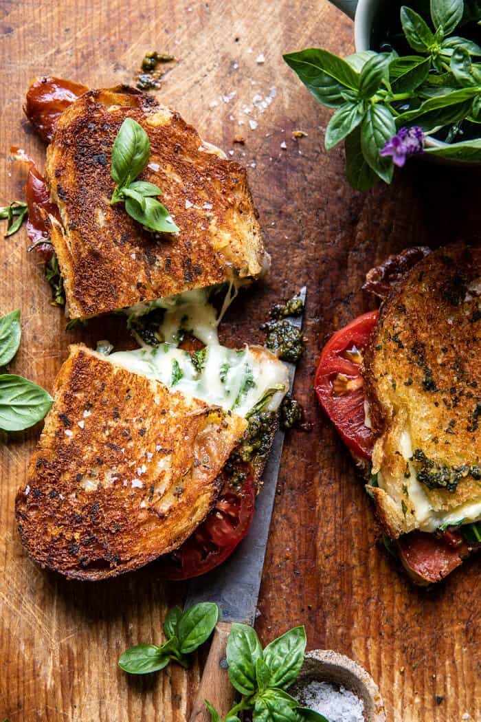 Crispy Prosciutto, Sage Pesto, and Tomato Grilled Cheese | halfbakedharvest.com
