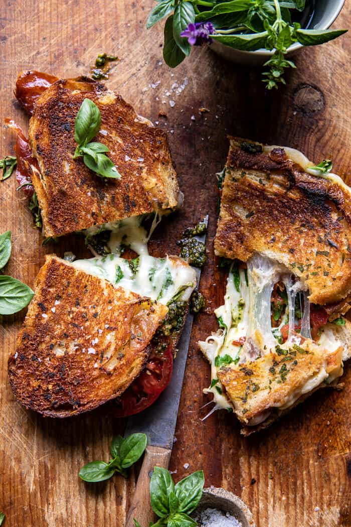 Crispy Prosciutto, Sage Pesto, and Tomato Grilled Cheese | halfbakedharvest.com