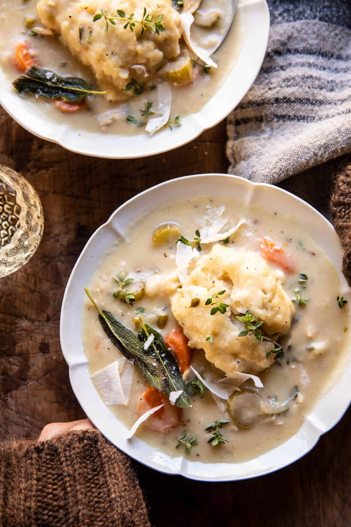 30 Minute Creamy Chicken and Parmesan Sage Dumplings | halfbakedharvest.com