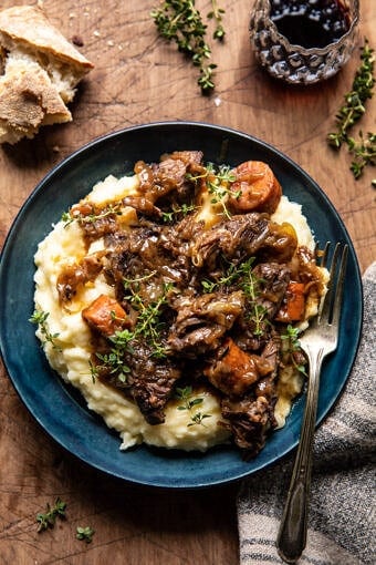 Cider Braised Short Ribs with Caramelized Onions | halffbakedharvest.com