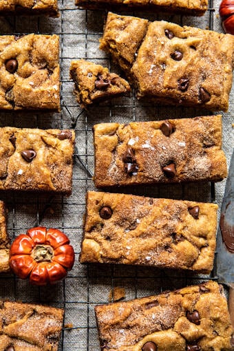 Pumpkin Butter Chocolate Chip Blondies | halfbakedharvest.com