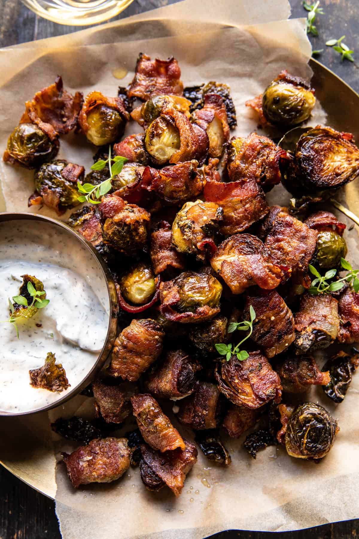 Crispy Bacon Wrapped Parmesan Brussels Sprouts | halfbakedharvest.com