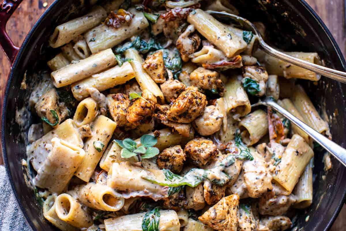 Creamy Sun-Dried Tomato Chicken Pasta | halfbakedharvest.com