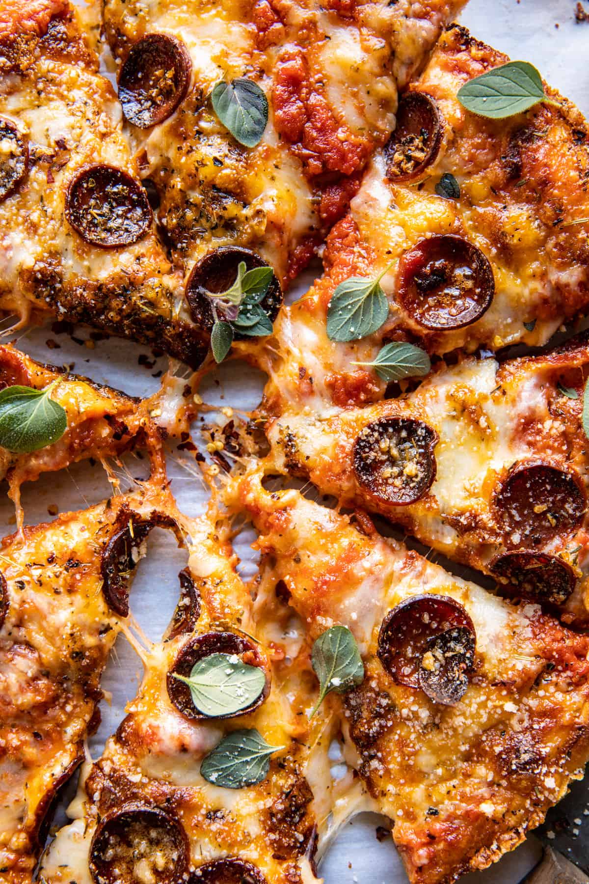 Crispy Tomato Herb Cheese Pan Pizza | halfbakedharvest.com