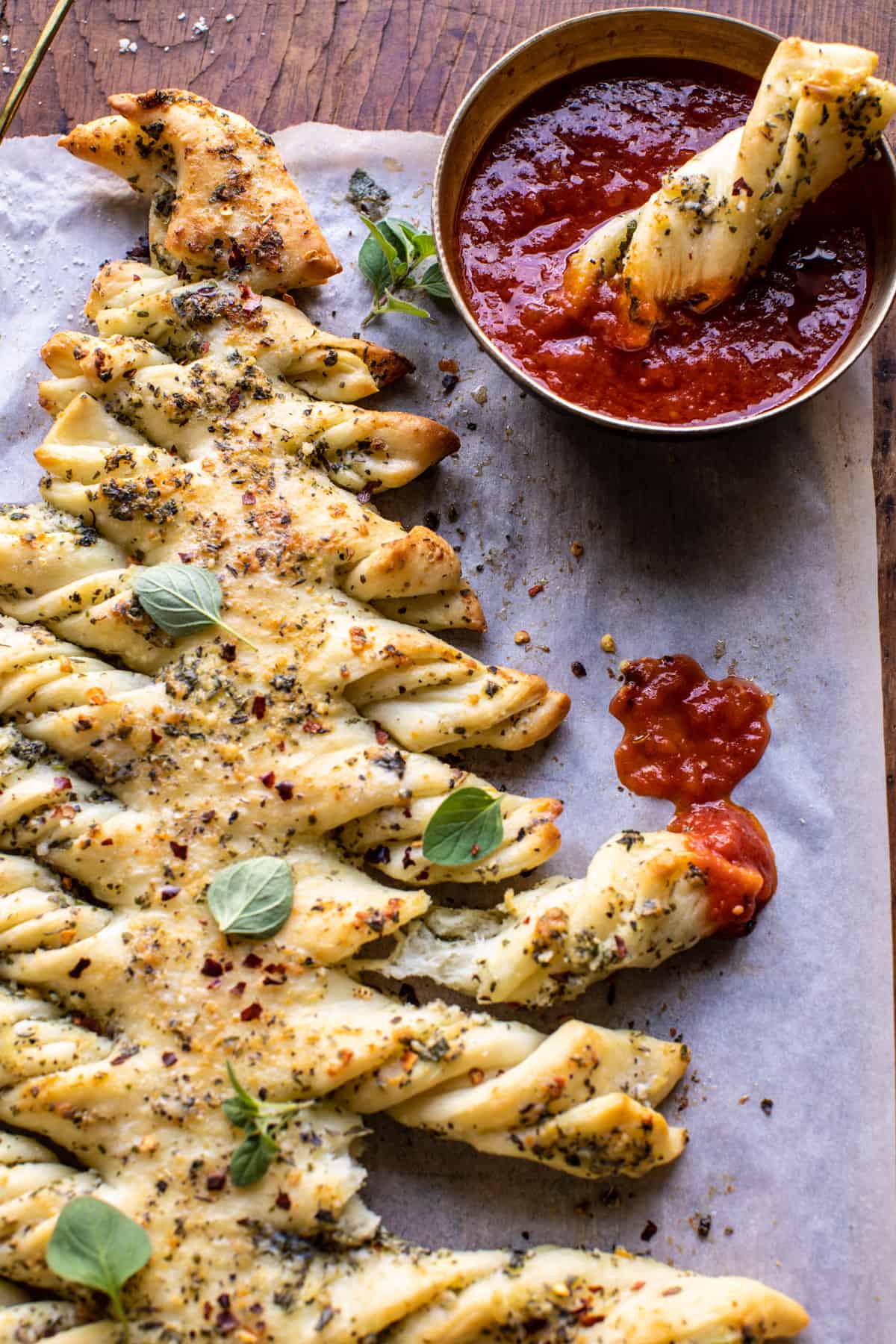 Pull Apart Christmas Tree Garlic Bread | halfbakedharvest.com