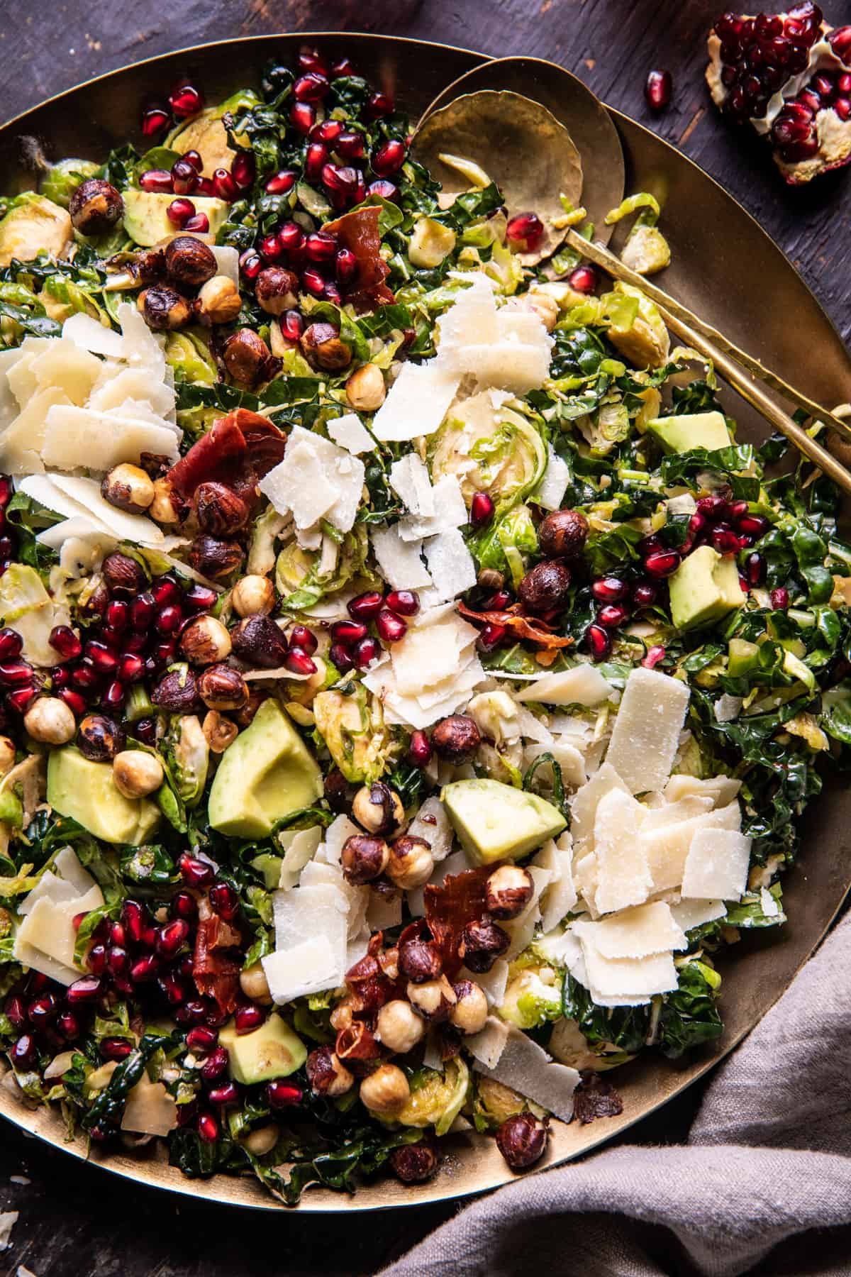 Shredded Brussels Sprout and Prosciutto Salad | halfbakedharvest.com