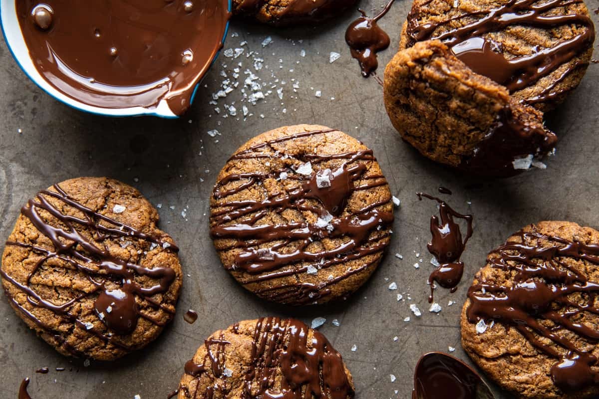 5 Ingredient Chocolate Almond Butter Cookies | halfbakedharvest.com