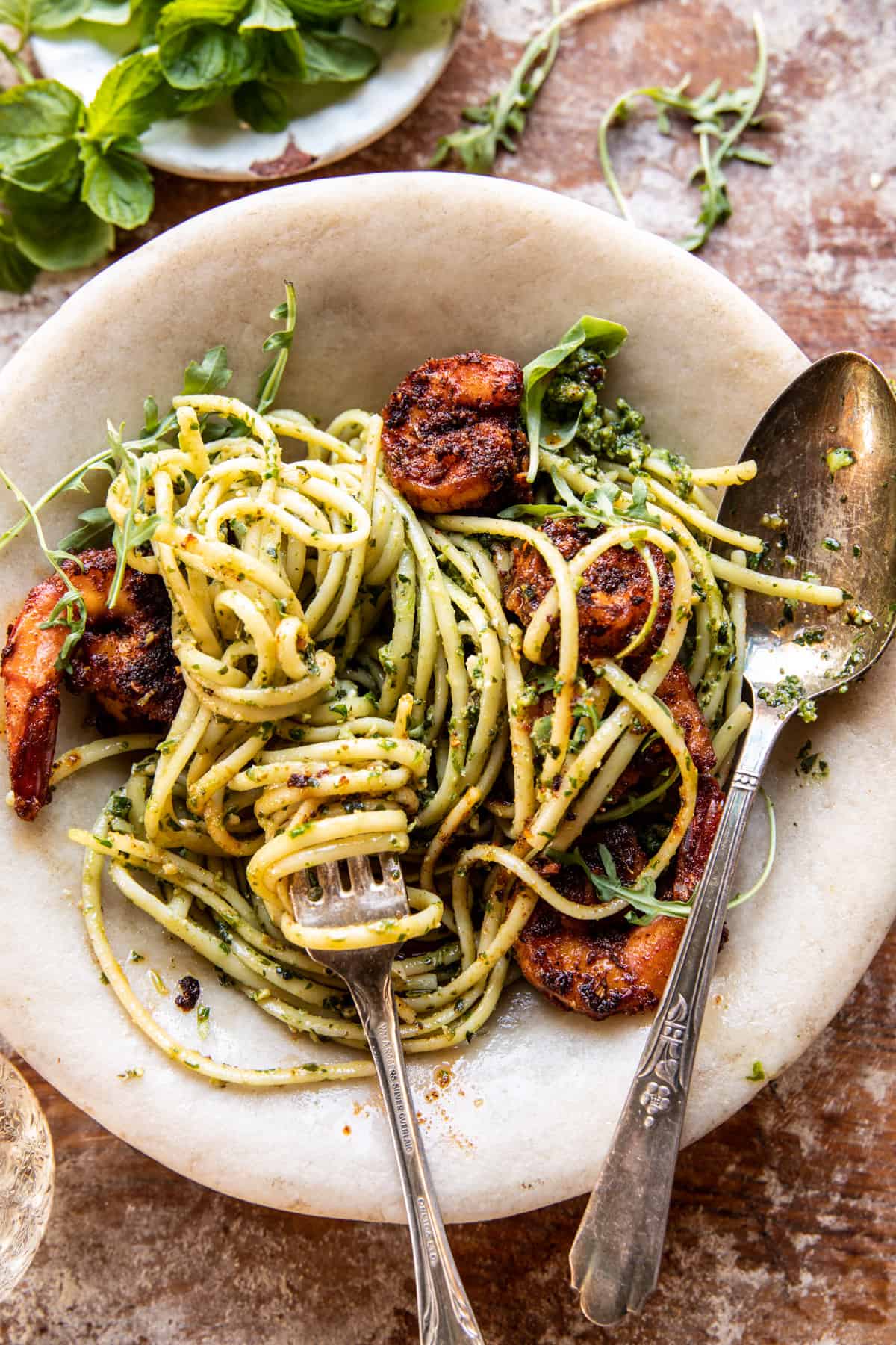 Cajun Garlic Butter Shrimp with Creamy Pesto Pasta | halfbakedharvest.com