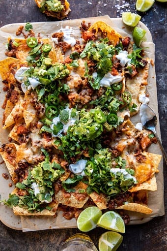 Chipotle Chicken Nachos with Jalapeño Yogurt | halfbakedharvest.com