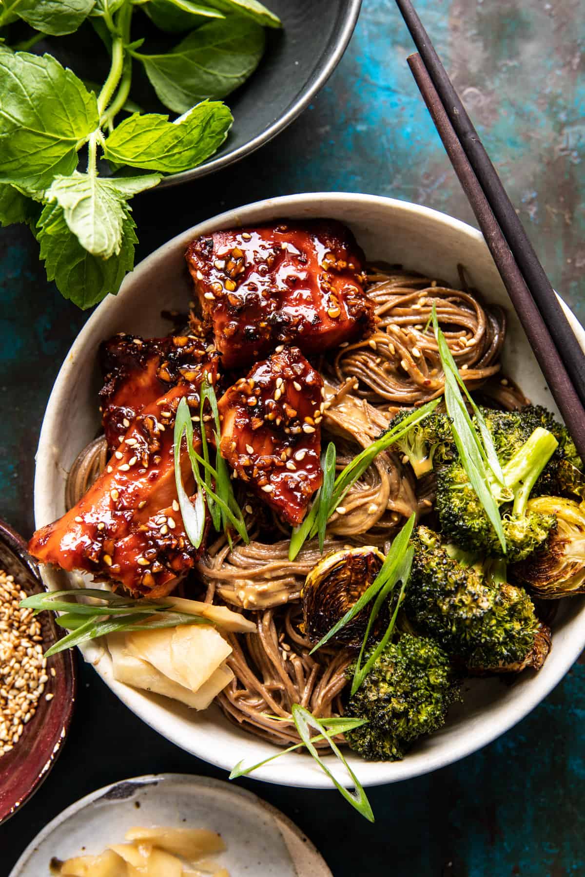 Honey Garlic Salmon Soba Noodle Bowls | halfbakedharvest.com