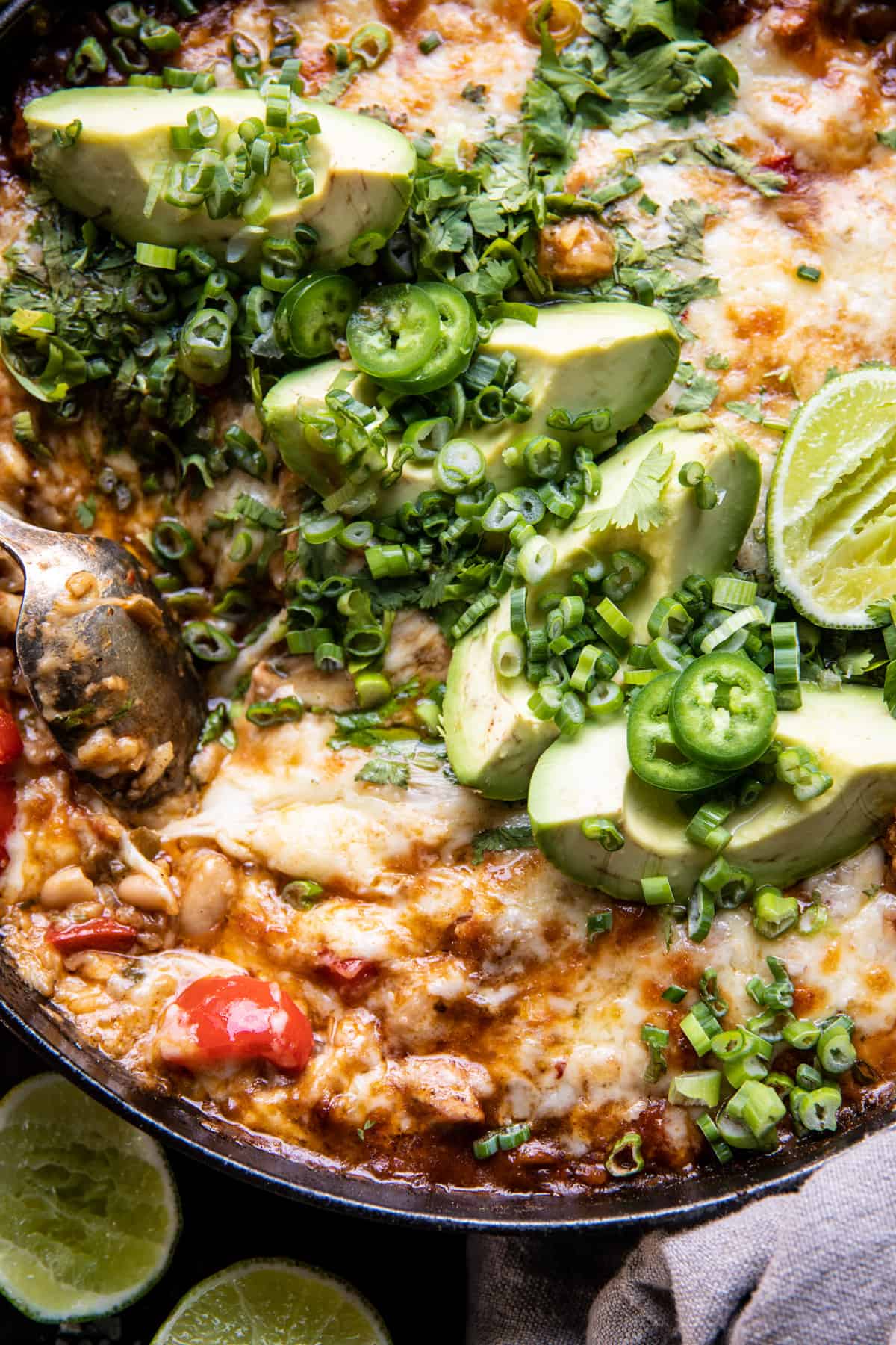 One Skillet White Chicken Chili Bake | halfbakedharvest.com