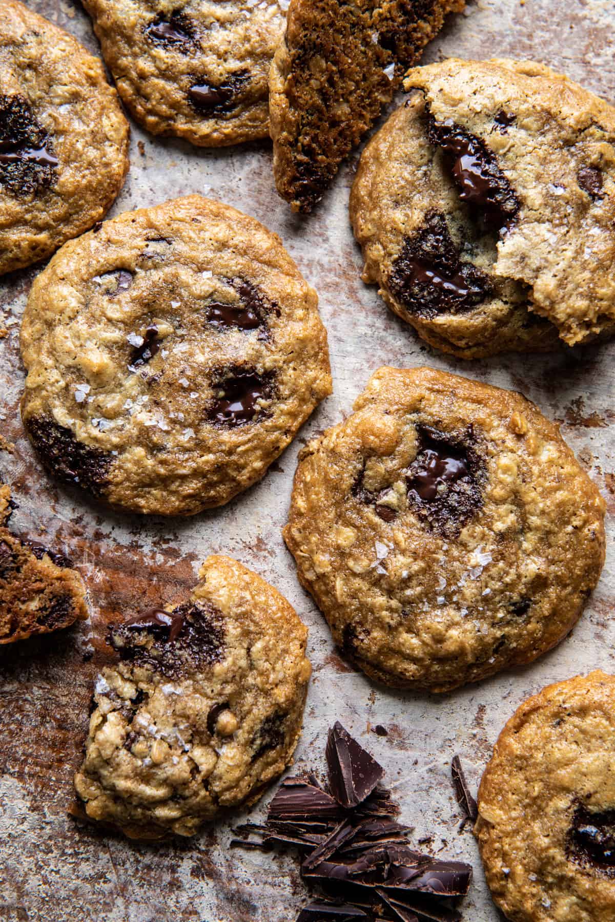 Salted Tahini Oatmeal Chocolate Chip Cookies | halfbakedharvest.com