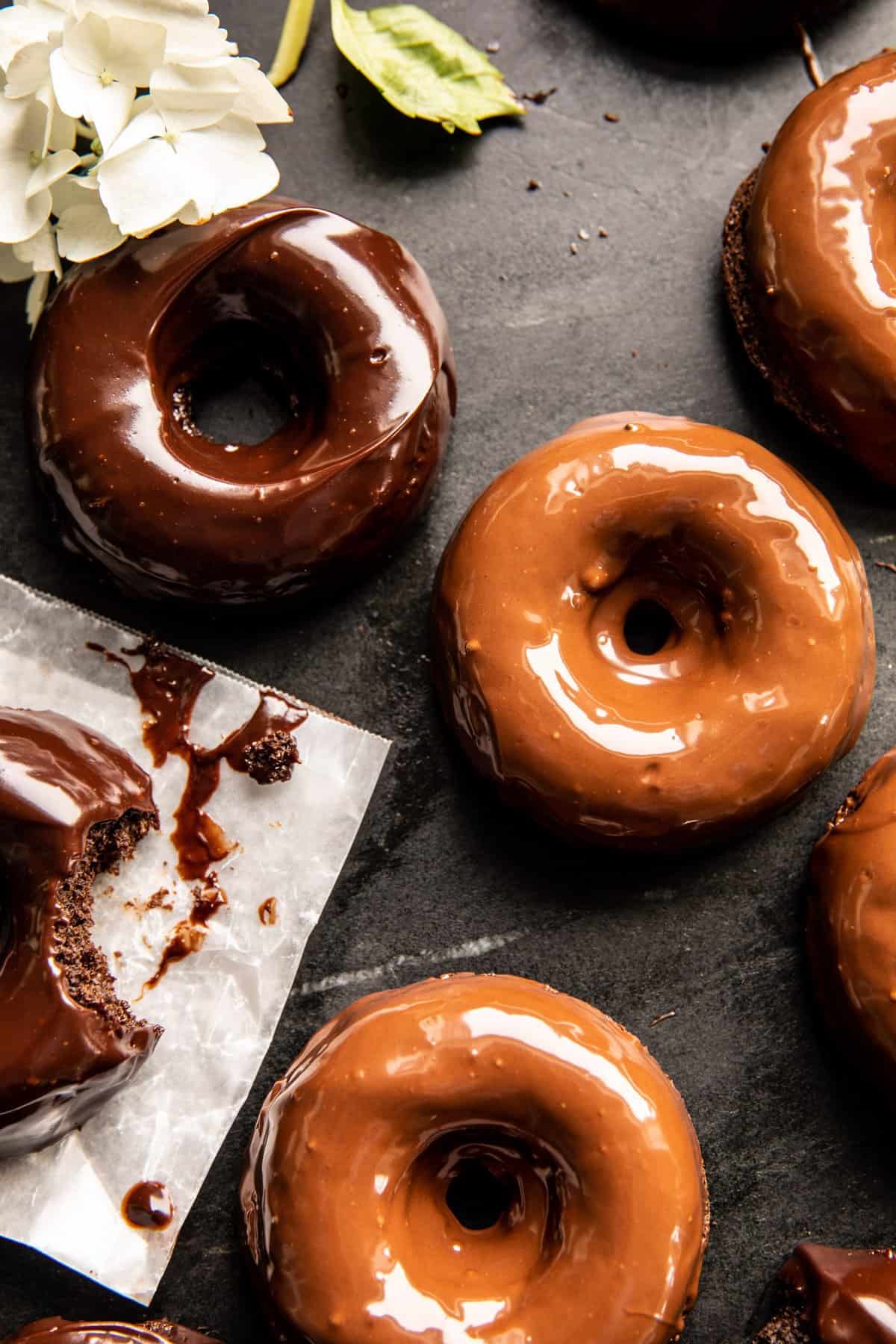 Baked Chocolate Fudge Glazed Doughnuts | halfbakedharvest.com