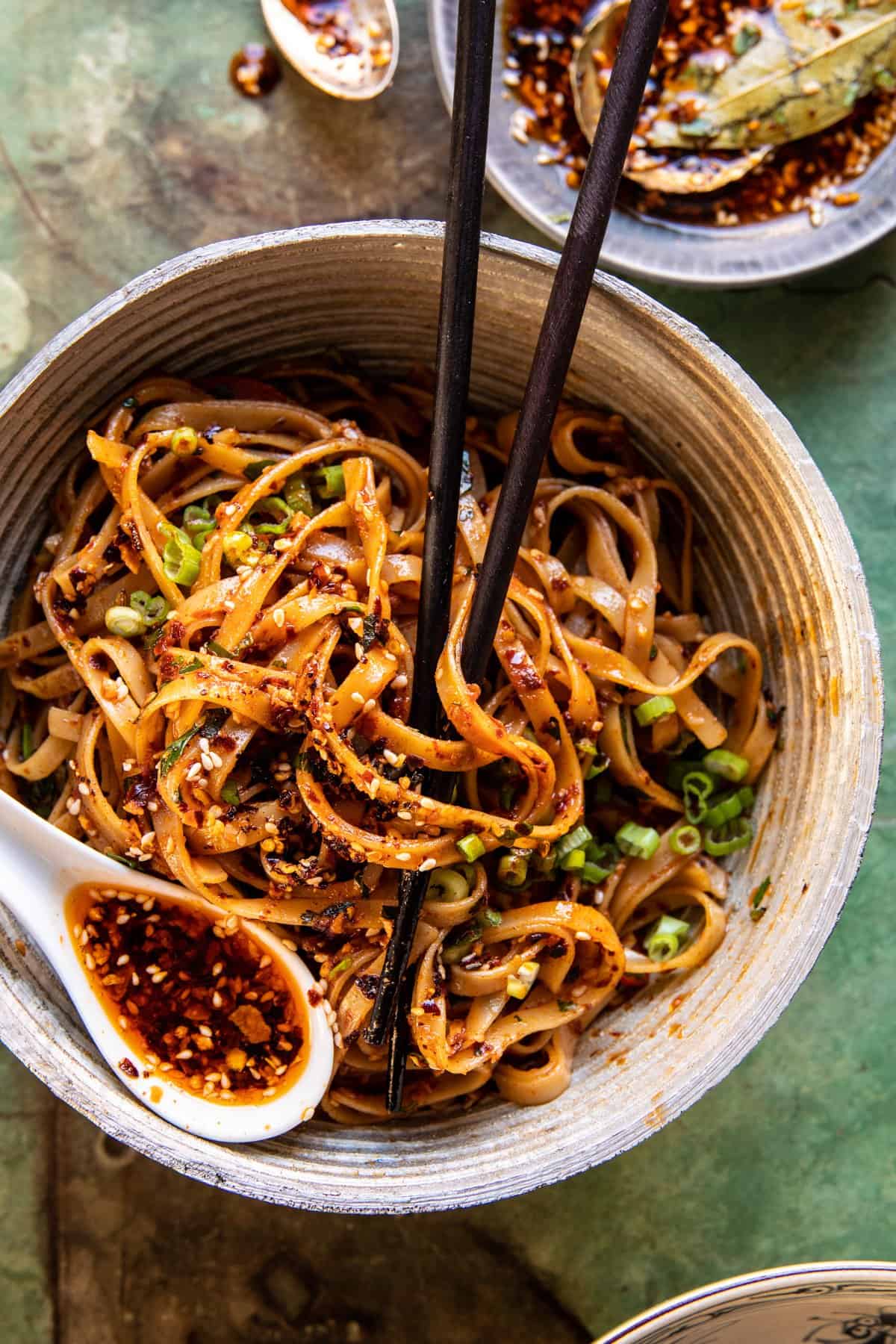 Crispy Sesame Garlic Chili Oil Noodles | halfbakedharvest.com