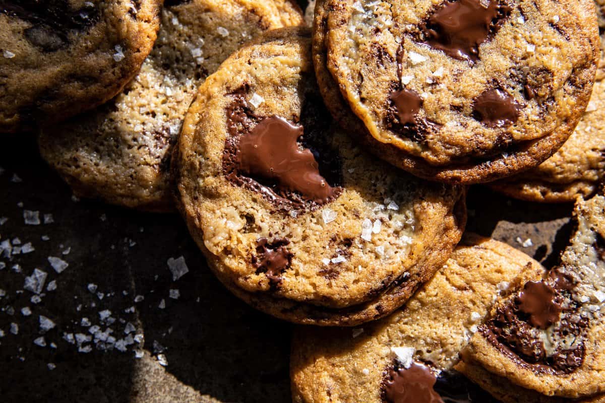 Salted Tahini Honey Chocolate Chunk Cookies | halfbakedharvest.com