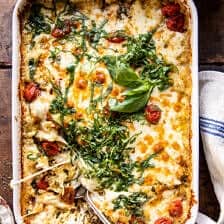Easiest One Pan Caprese Pesto Orzo Bake | halfbakedharvest.com