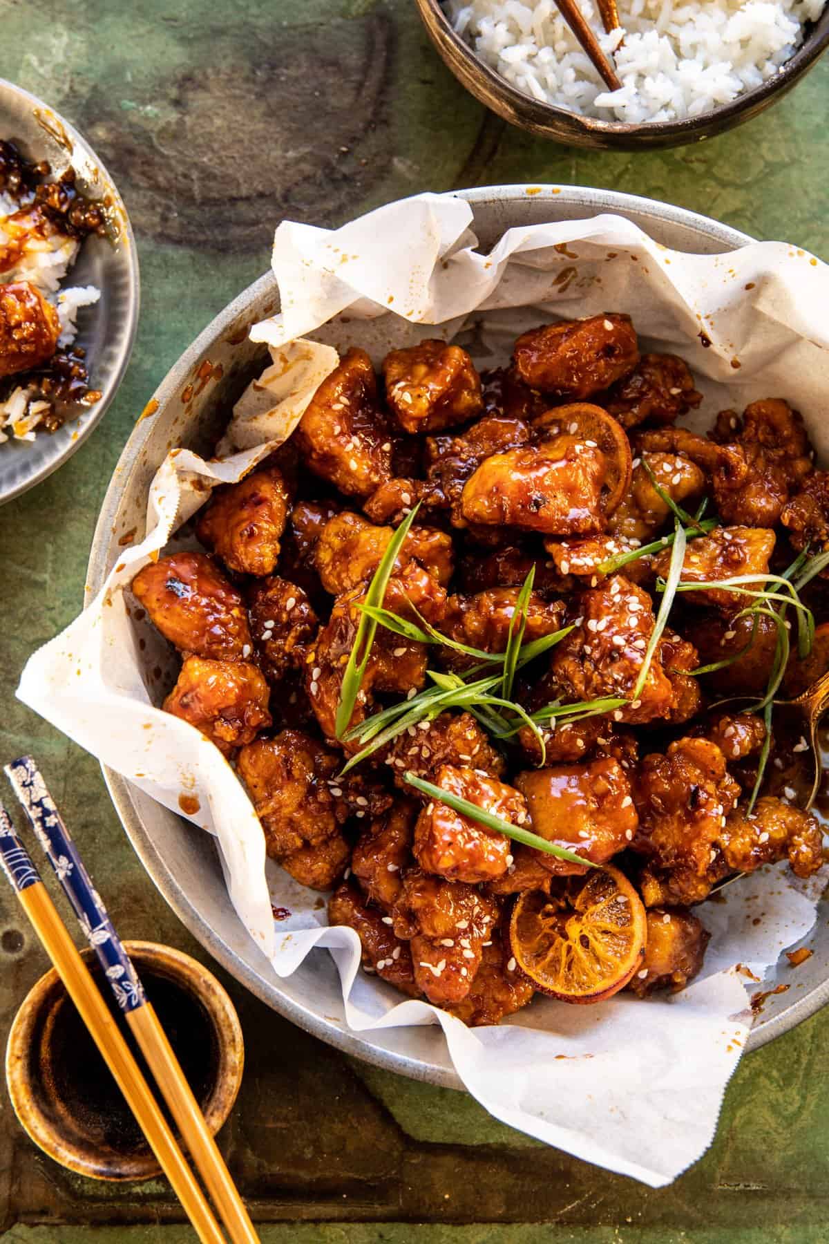 Spicy Orange Sesame Chicken | halfbakedharvest.com