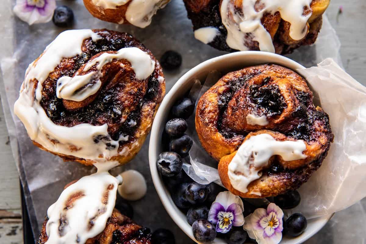 overhead photo of rolls with glaze