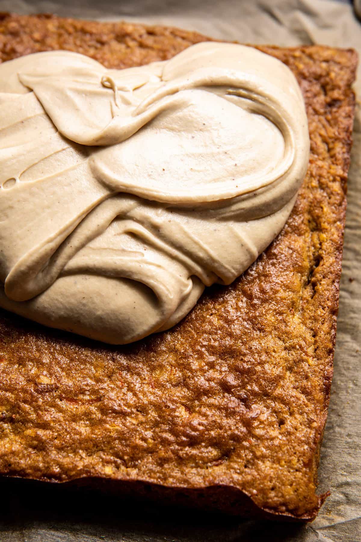 Carrot Sheet Cake with Brown Butter Cream Cheese Frosting | halfbakedbarvest.com