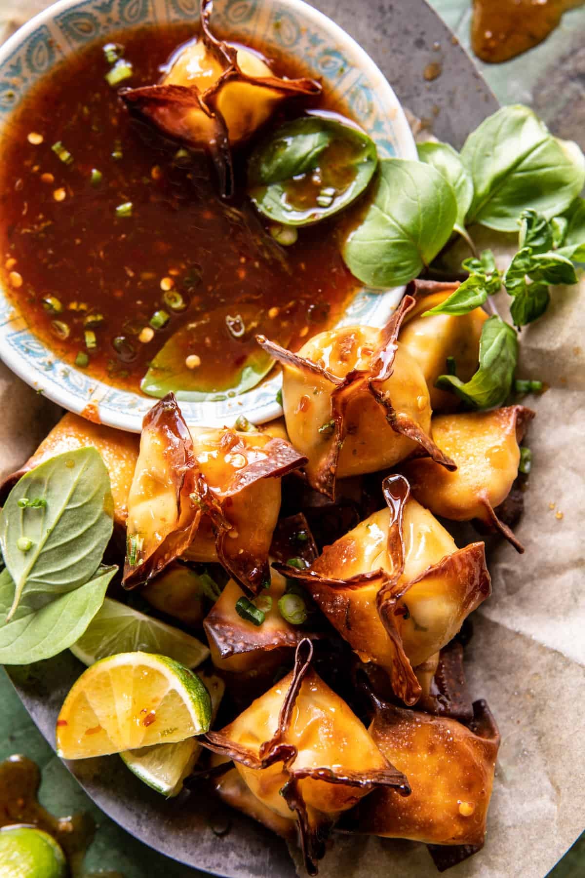 Cheese Rangoons with Sweet Ginger Chili Sauce | halfbakedharvest.com