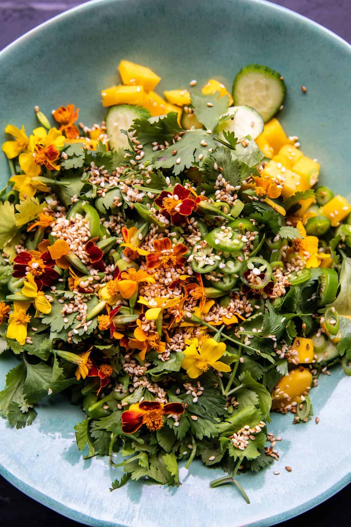 Chili Crisp Chicken Mango Cucumber Rice Bowl | halfbakedharvest.com