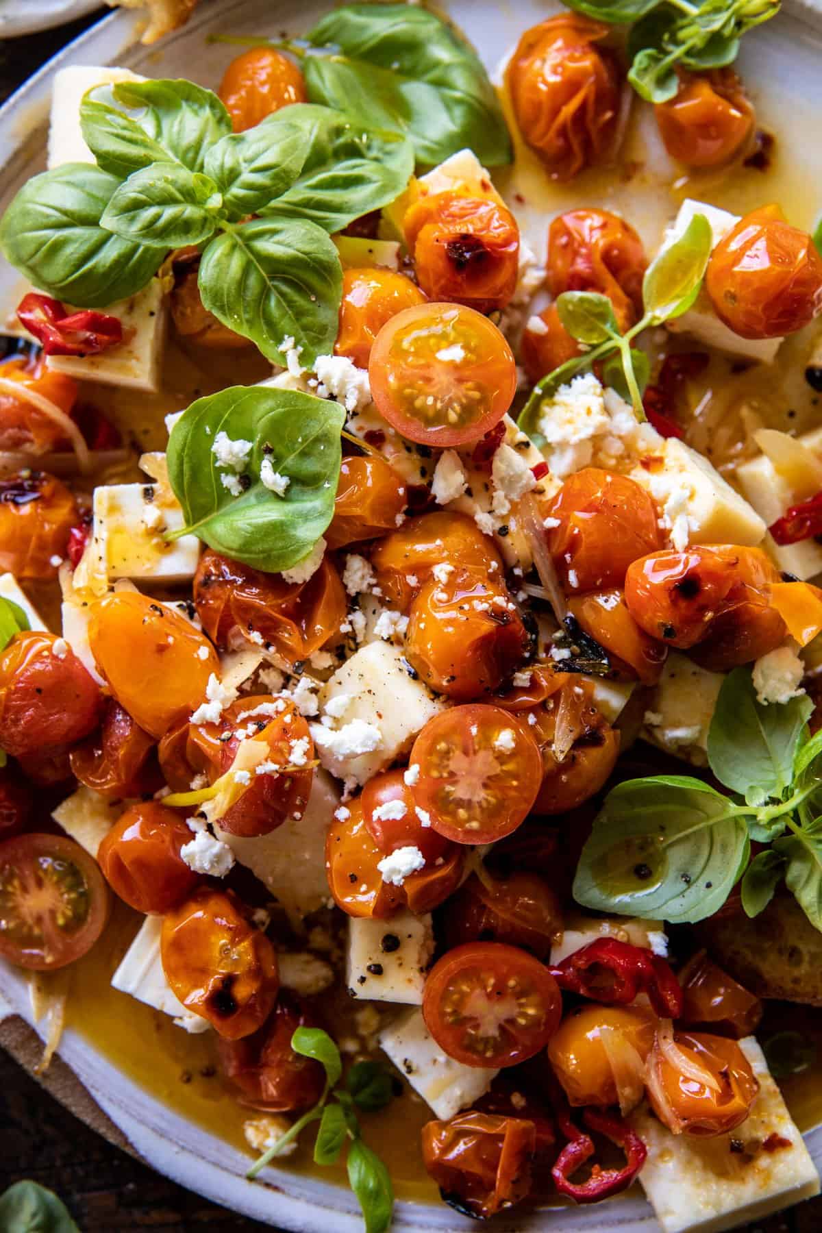 Crumbled Feta and Tomato Basil Vinaigrette Dip | halfbakedharvest.com