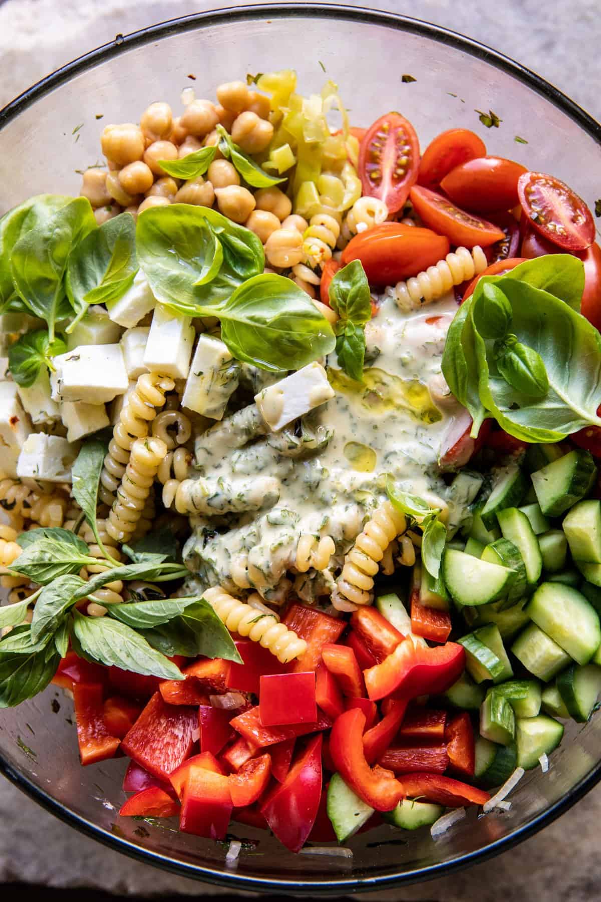 Greek Olive Pasta Salad | halfbakedhavest.com