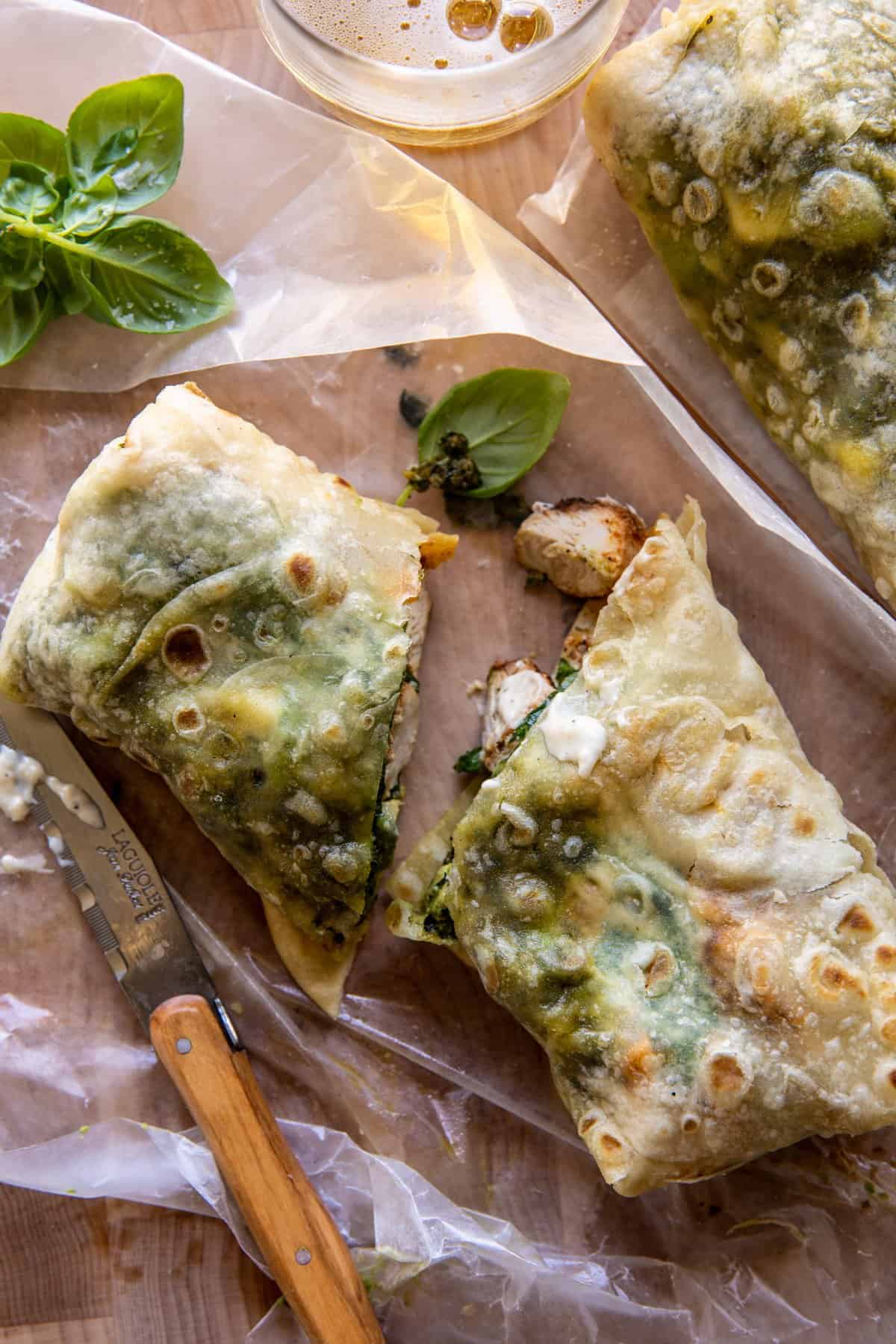 Pesto Chicken and Avocado Bacon Salad Wraps | halfbakedharvest.com