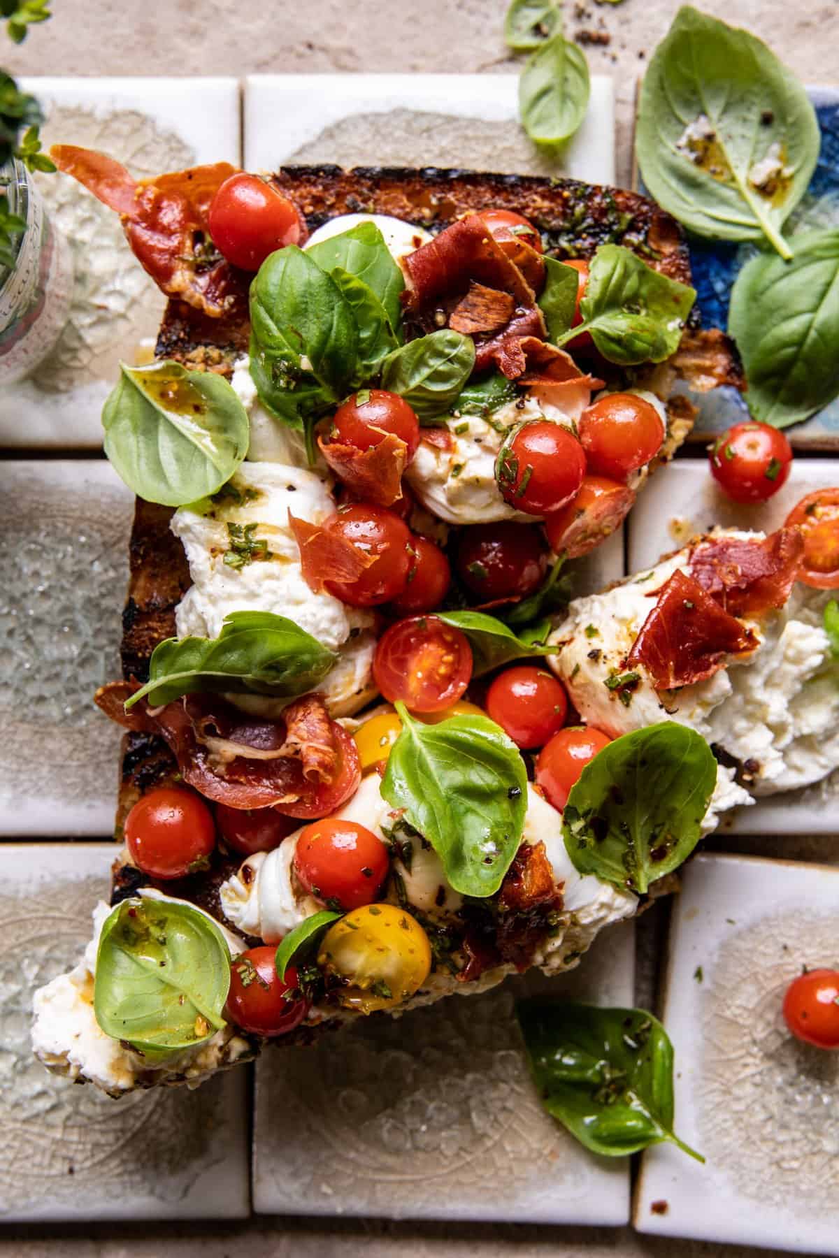 Caprese Garlic Bread with Crispy Prosciutto | halfbakedharvest.com