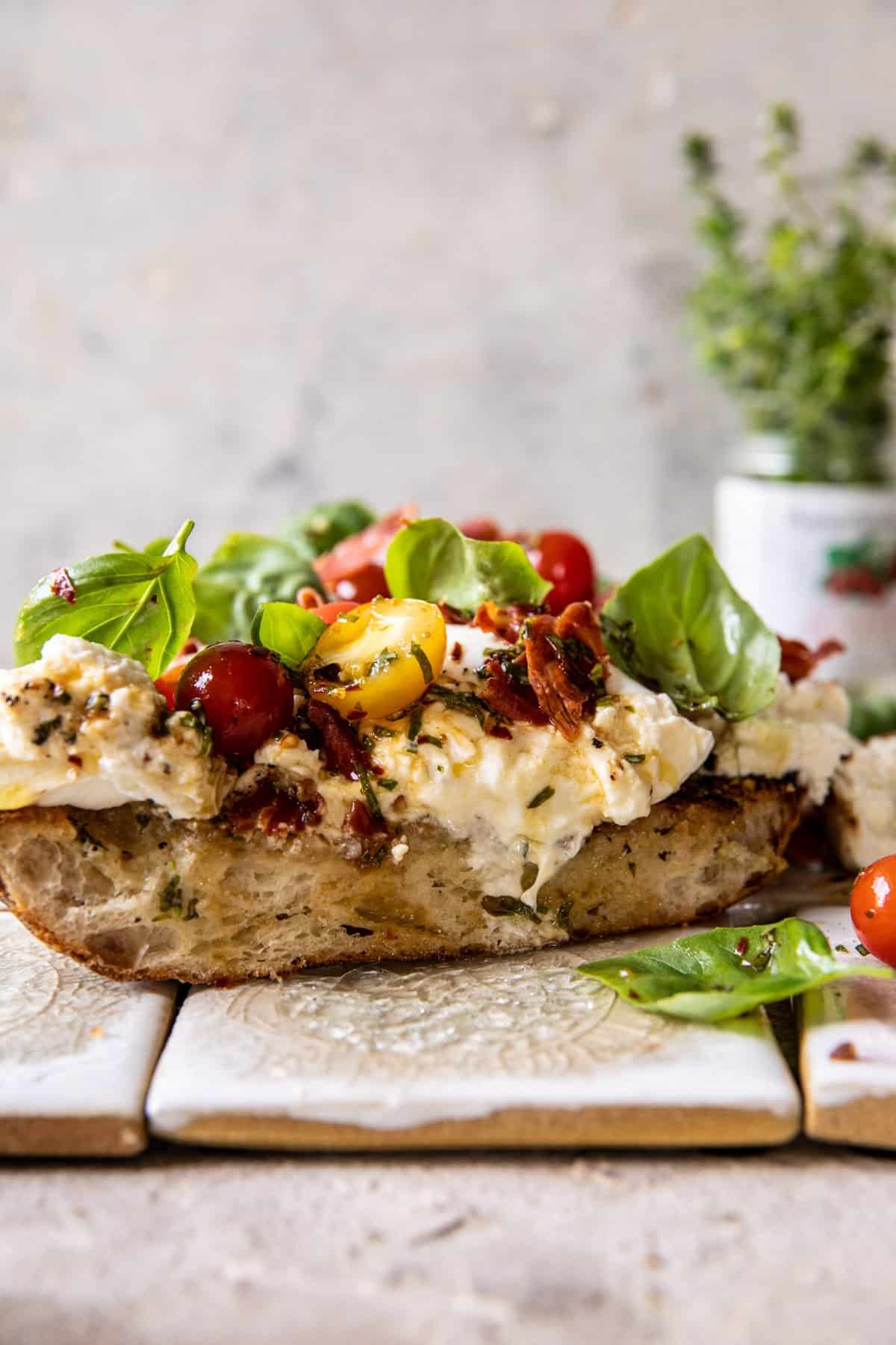 Caprese Garlic Bread with Crispy Prosciutto | halfbakedharvest.com
