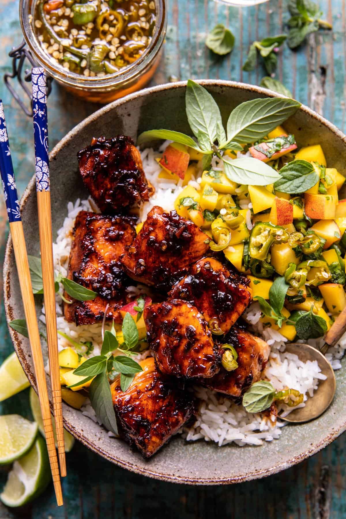 Crispy Honey Ginger Salmon Bowl | halfbakedharvest.com