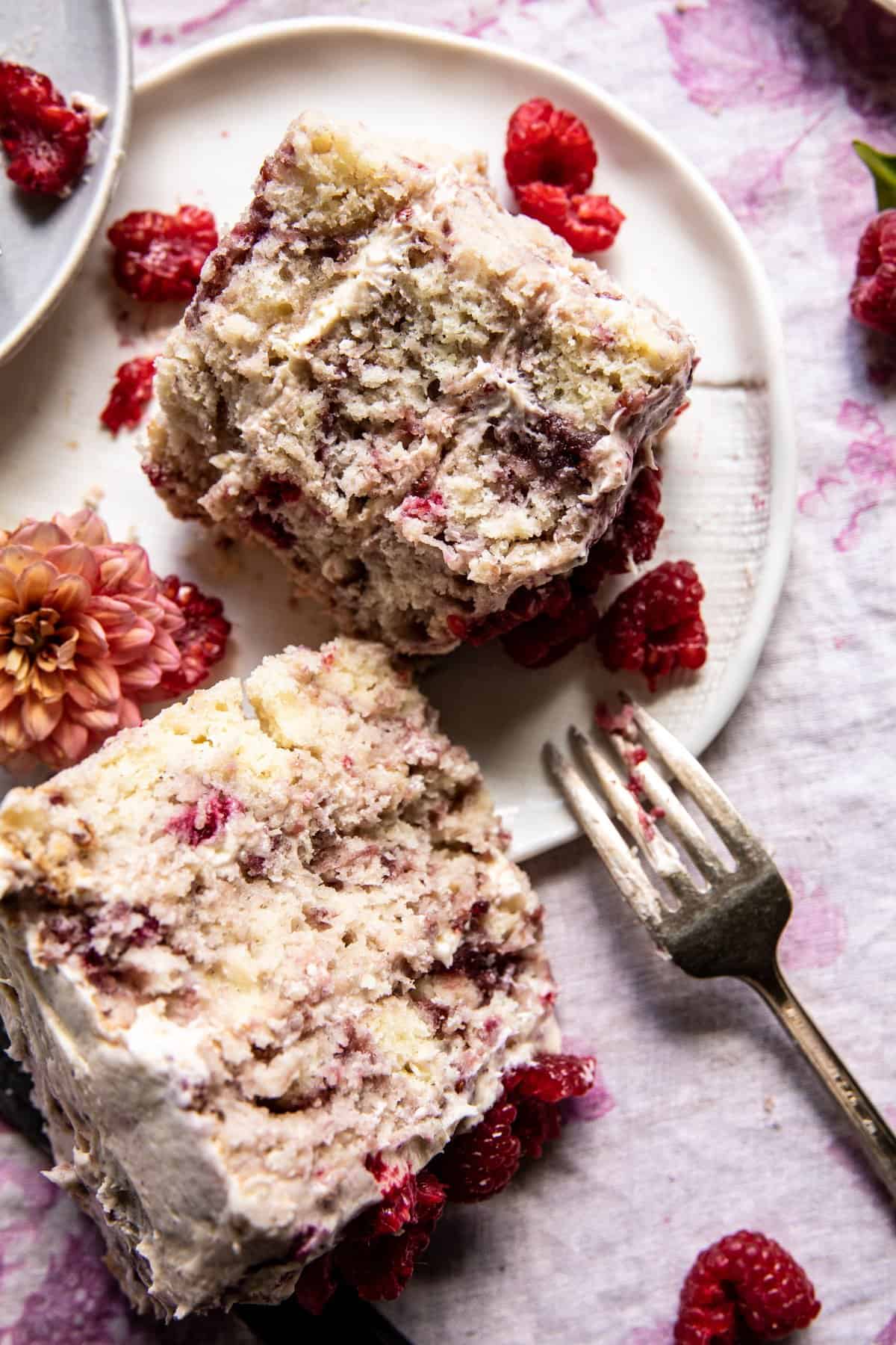 Smashed Raspberry White Chocolate Layer Cake | halfbakedharvest.com