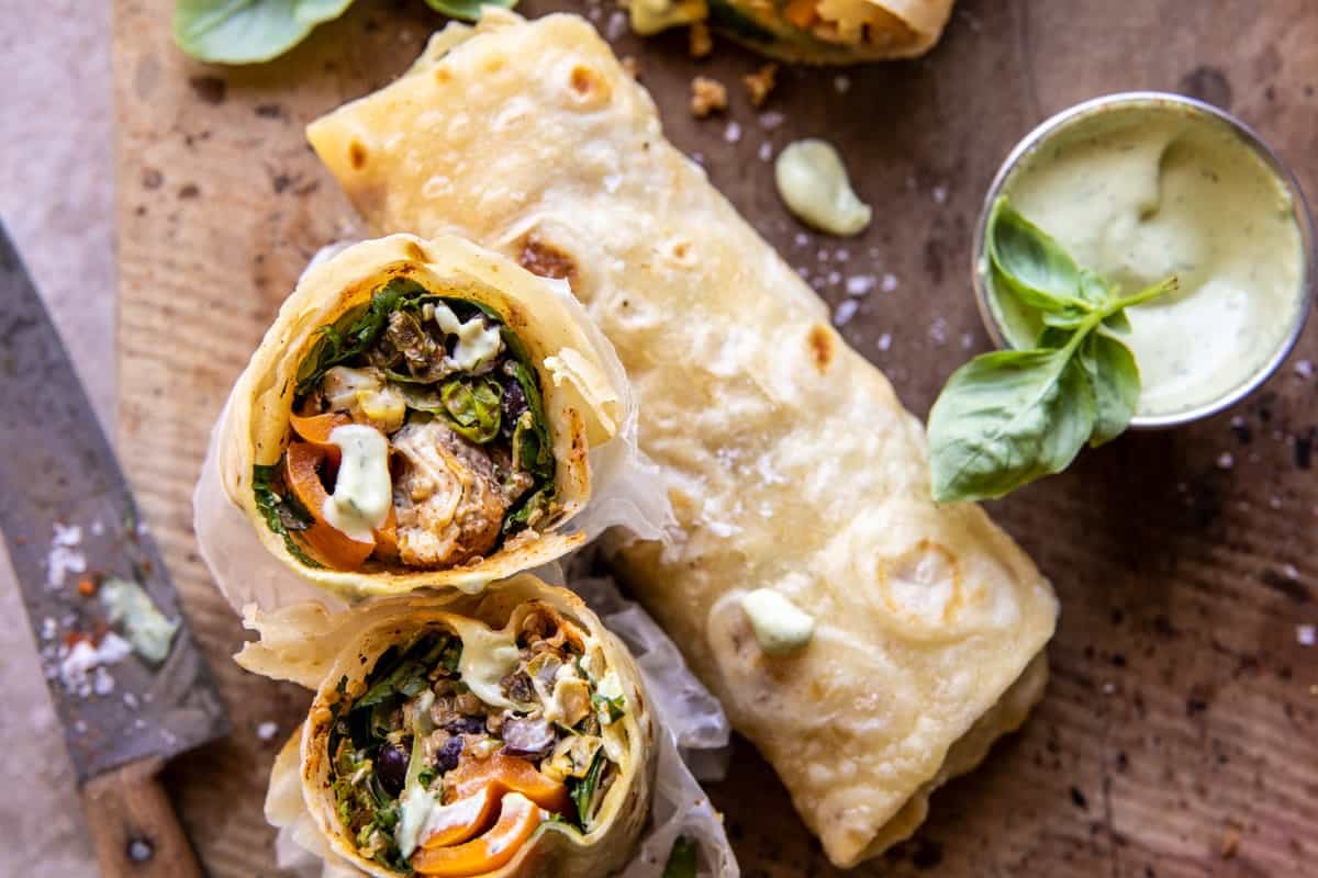 Fajita Chicken and Avocado Ranch Salad Wraps | halfbakedharvest.com