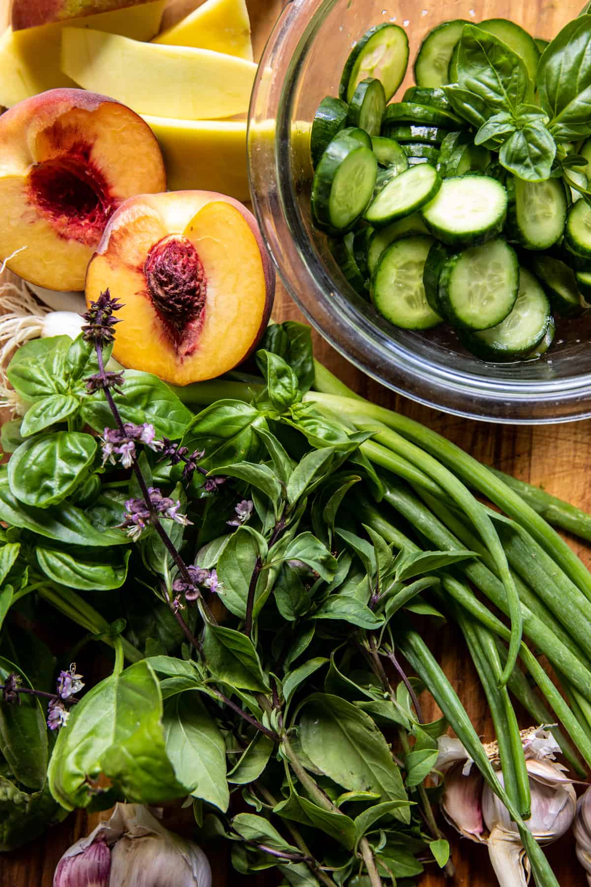 Sweet and Spicy Sesame Meatball Bowl with Mango Cucumber Salad | halfbakedharvest.com