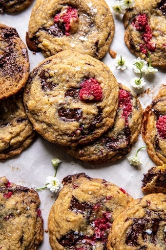 Brown Butter Raspberry Chocolate Chip Cookies | halfbakedharvest.com