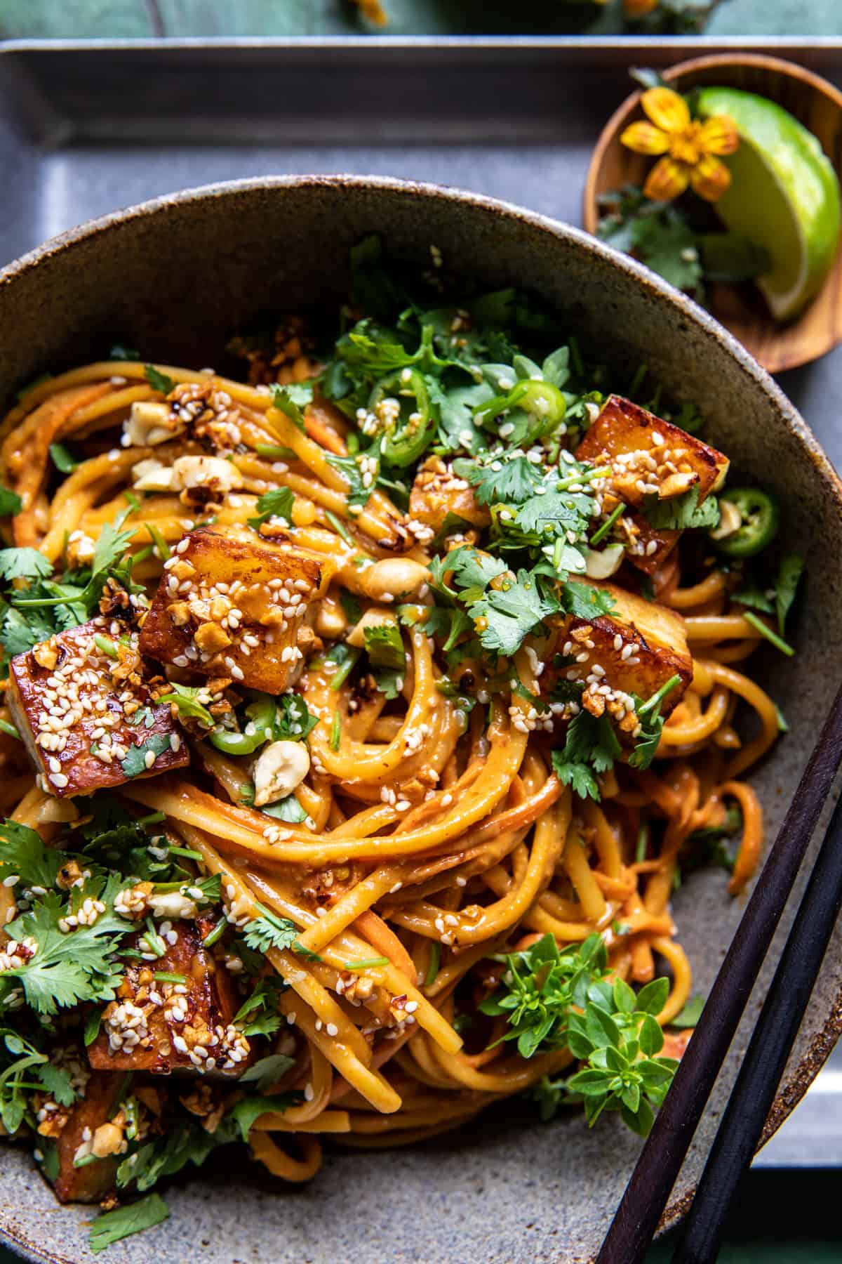 Chili Crisp Peanut Noodles with Crispy Halloumi | halfbakedharvest.com