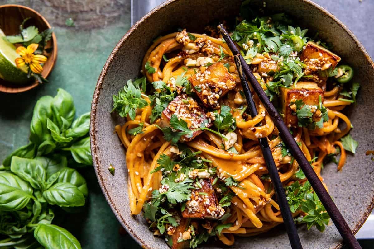 Chili Crisp Peanut Noodles with Crispy Halloumi | halfbakedharvest.com