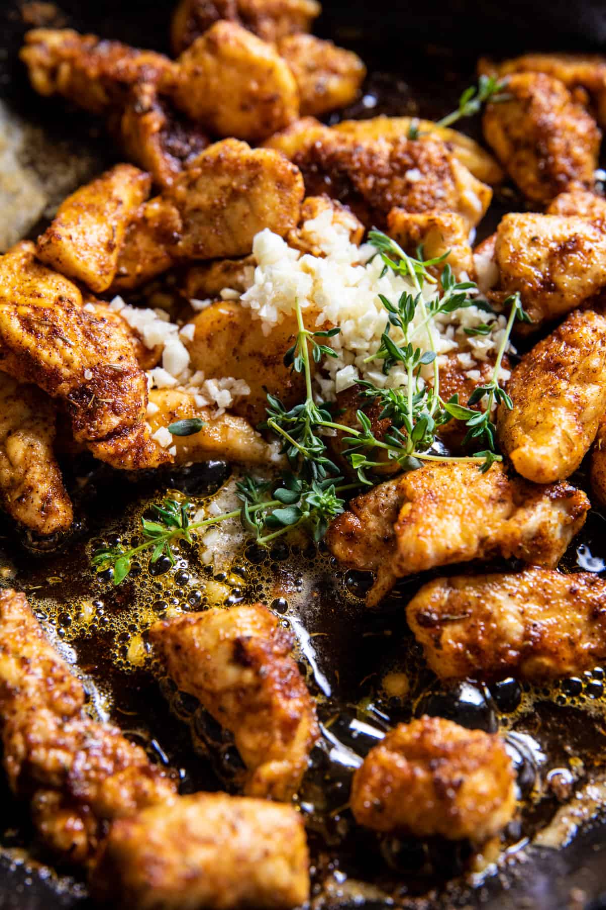 Creamy Garlic Corn Chicken with Cheesy Polenta | halfbakedharvest.com
