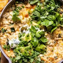 Easy White Chicken Chili Corn Dip | halfbakedharvest.com