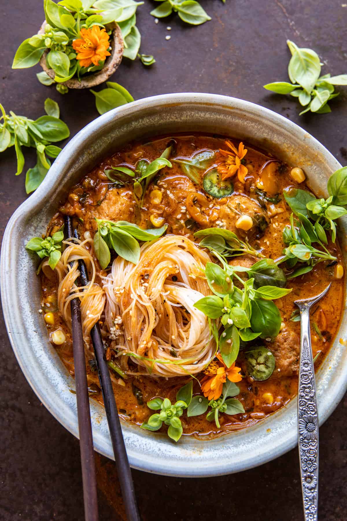 Simple Coconut Chicken Meatball Curry with Rice Noodles | halfbakedharvest.com