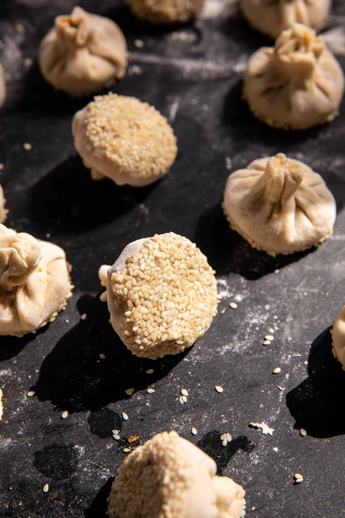 Chili Crisp Butternut Squash Dumplings in Ginger Soy Broth | halfbakedhavrest.com