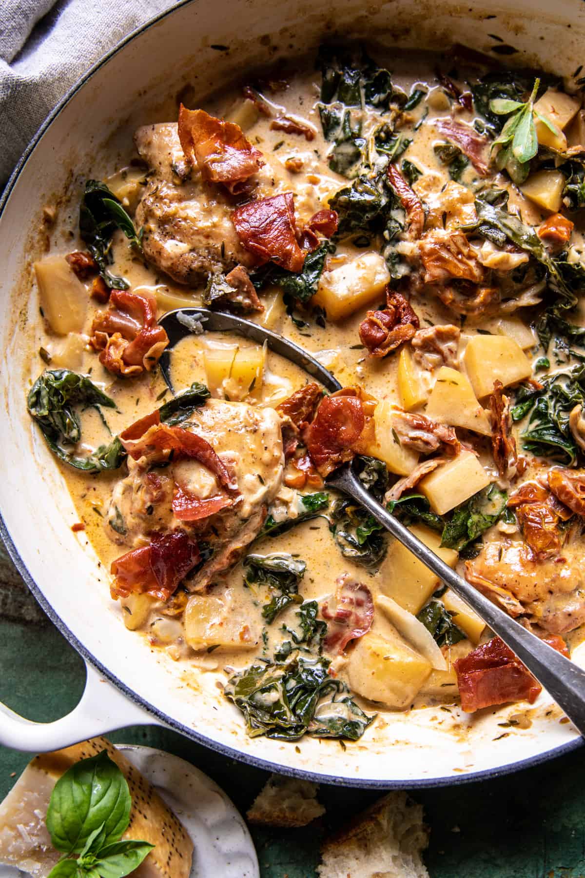 Creamy Tuscan Chicken with Crispy Prosciutto | halfbakedharvest.com
