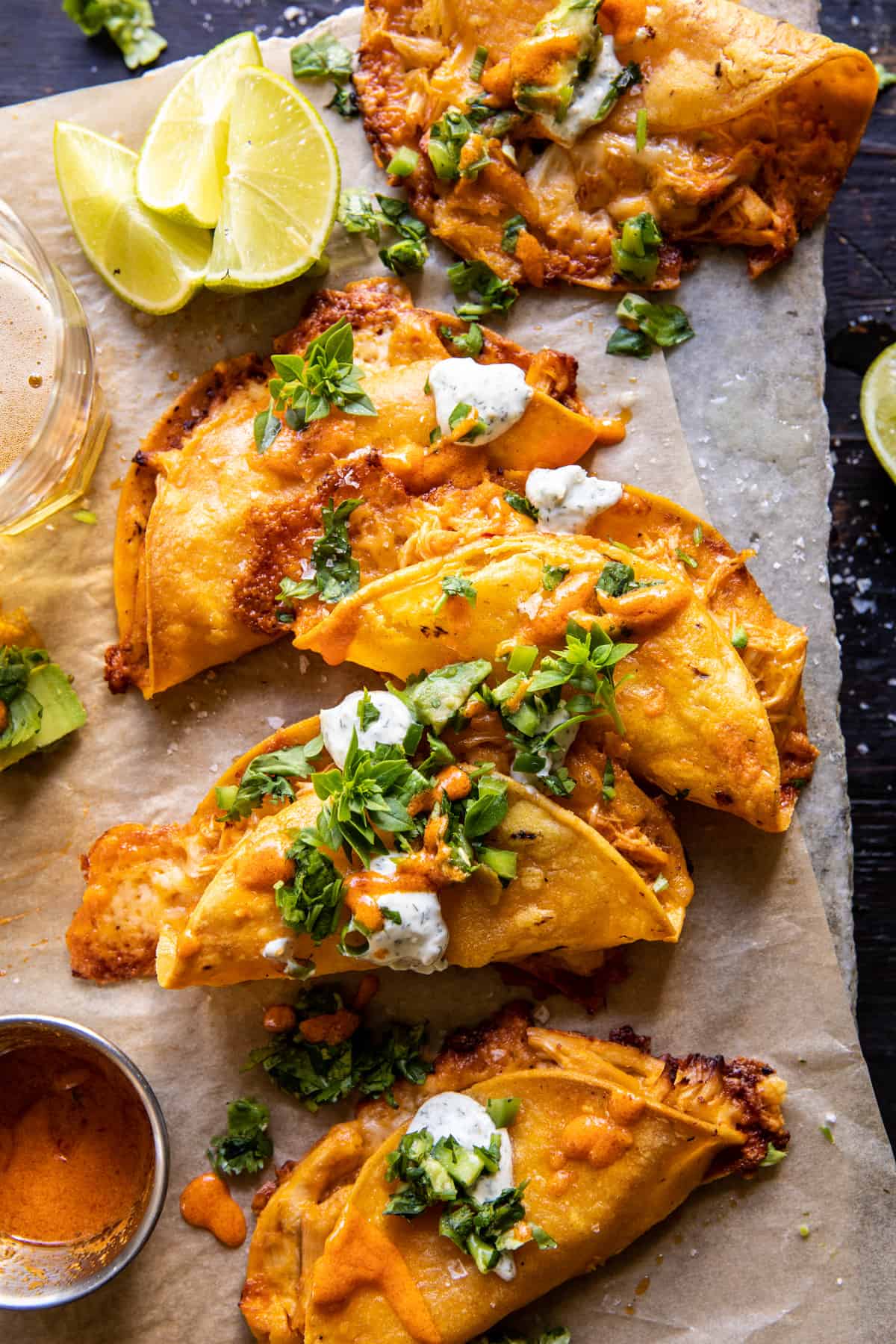 Crockpot Crispy Buffalo Chicken Tacos with Jalapeño Ranch | halfbakedharvest.com