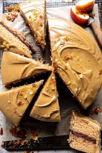 Old Fashioned Caramel Apple Butter Cake with Chocolate Frosting | halfbakedharvest.com