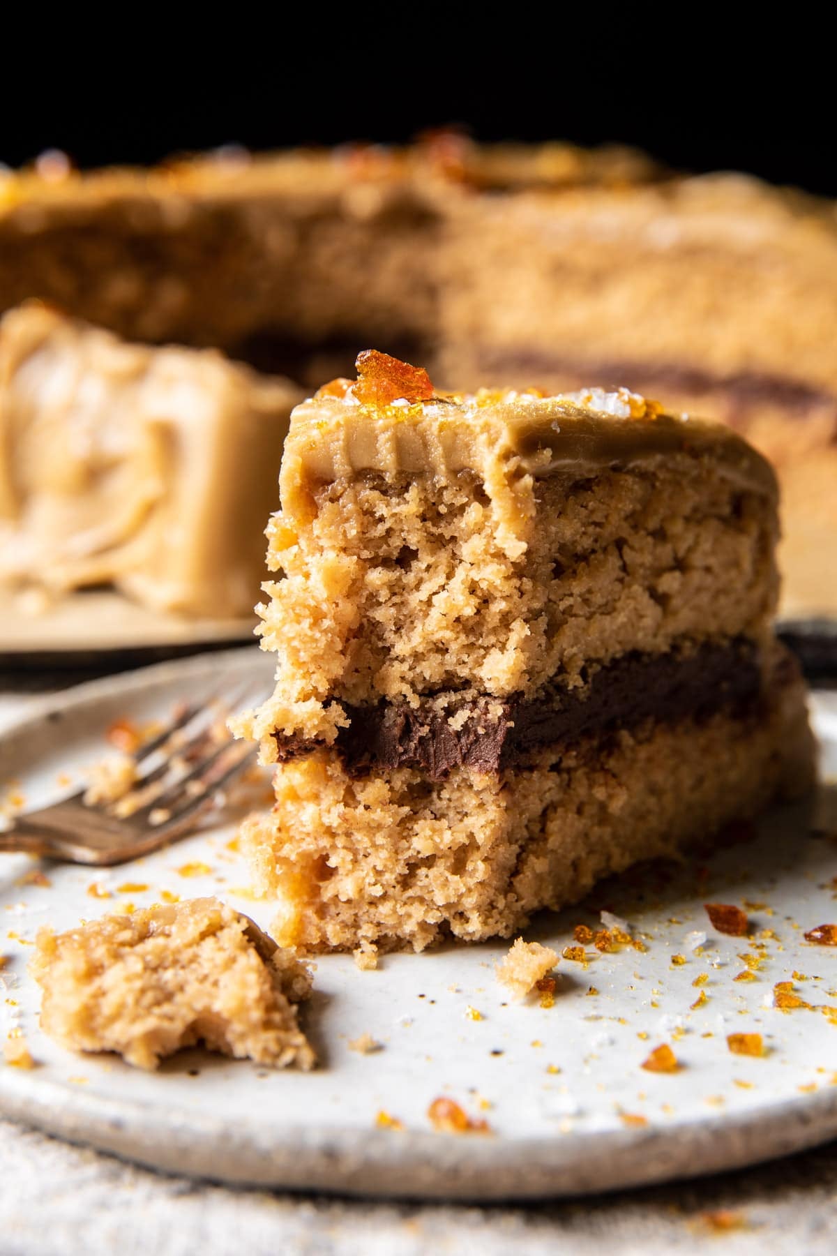 Old Fashioned Caramel Apple Butter Cake with Chocolate Frosting | halfbakedharvest.com