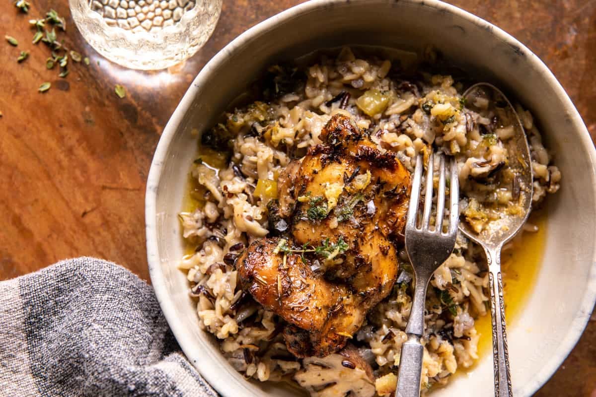 Crockpot Herb Butter Chicken and Wild Rice | halfbakedharvest.com