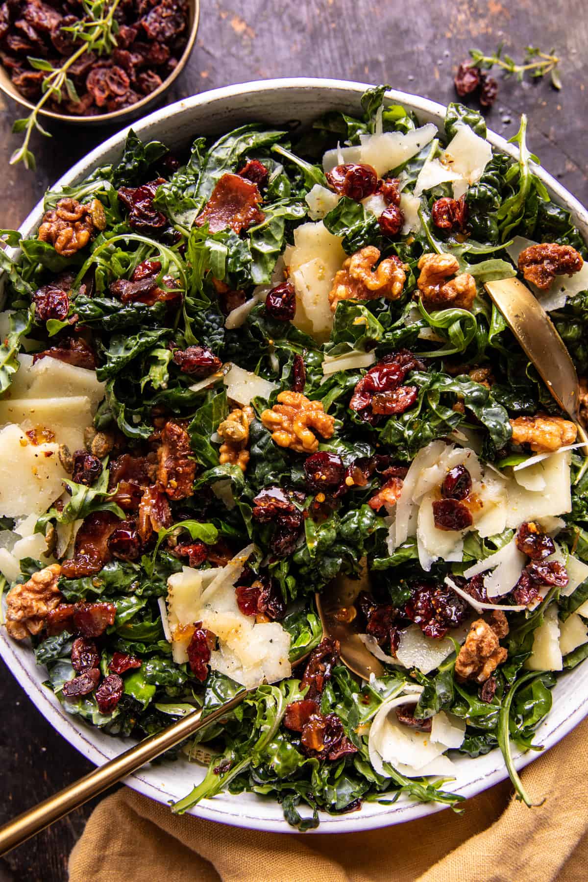 Kale Bacon Salad with Maple Candied Walnuts | halfbakedharvest.com