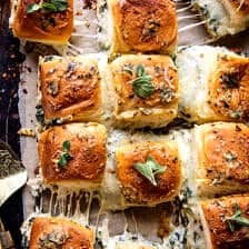 Pull Apart Garlic Butter Spinach and Artichoke Dip Sliders | halfbakedharvest.com