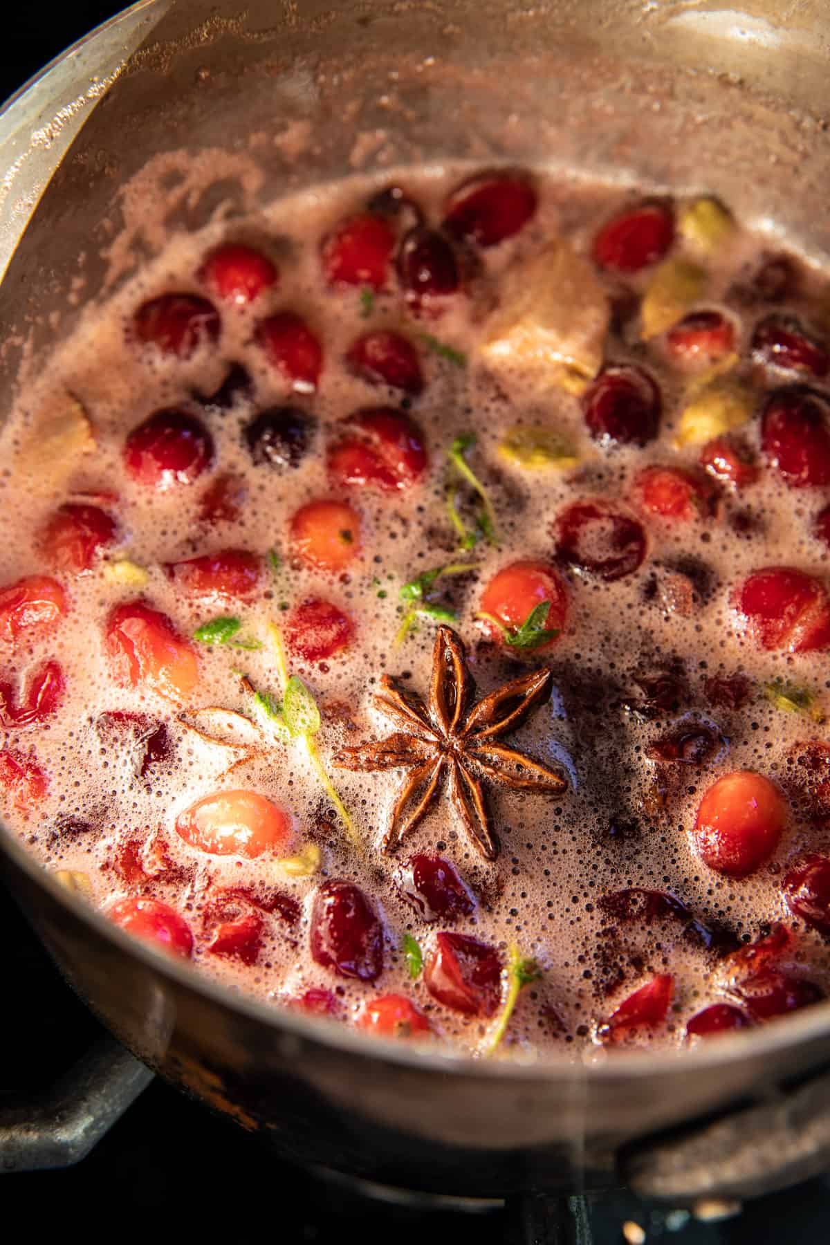 Spiced Cranberry Thyme Moscow Mule | halfbakedharvest.com